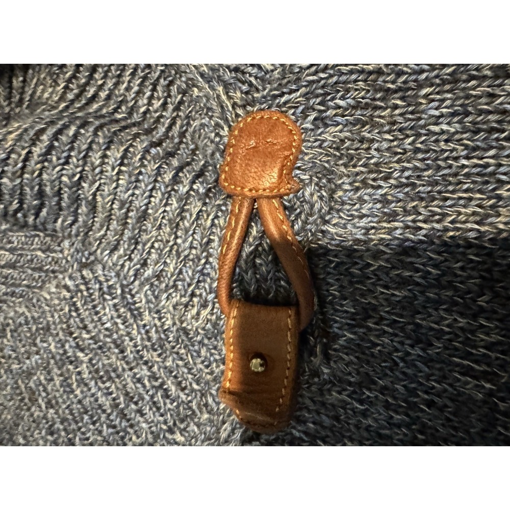 MASSIMO DUTTI Men's Blue Linen-Cotton Blend Shawl Collar Sweater Sz L Italy - Picture 4 of 9